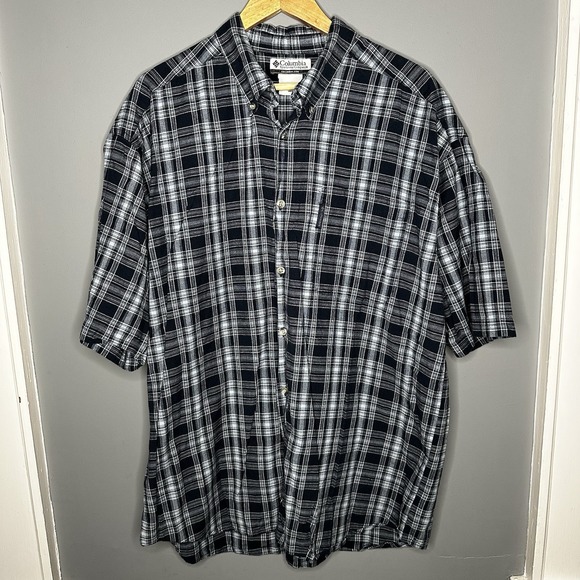 Columbia Mens Shirt XXL Regular Fit Plaid‎ Button Up Pocket Madras Short Sleeve - Picture 1 of 9